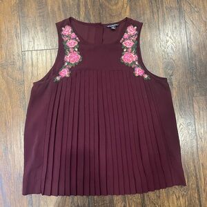 American Eagle Outfitters Burgundy Tank Top with Pink Floral Detail